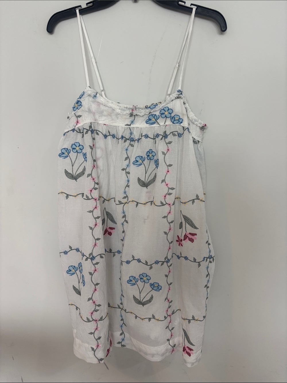 wild fable White Floral Embroidered Spaghetti-Strap Dress